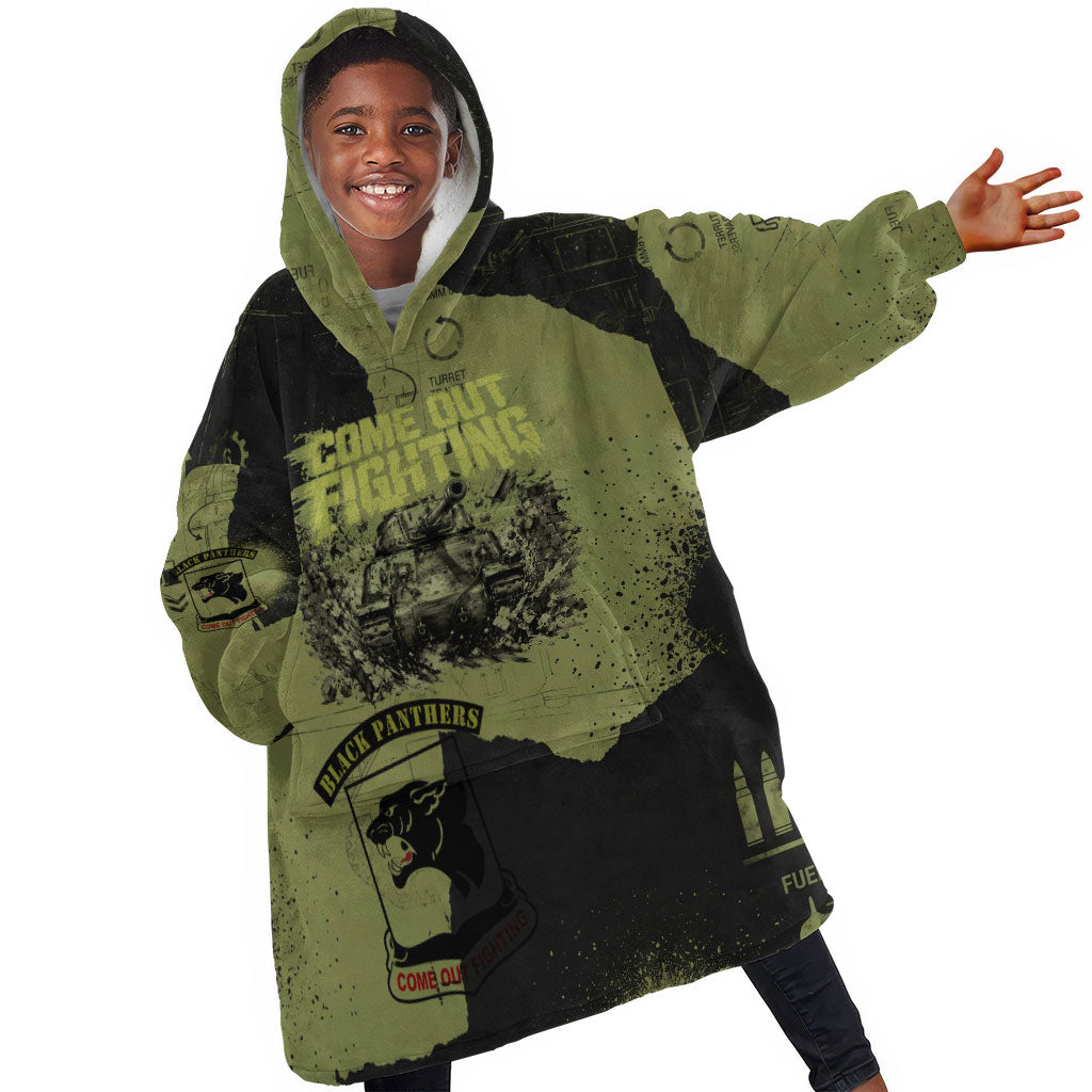 761st Tank Battalion Original Black Panthers Kid Wearable Blanket Hoodie Come Out Fighting - Sherman Tank Military - Distressed Scratch