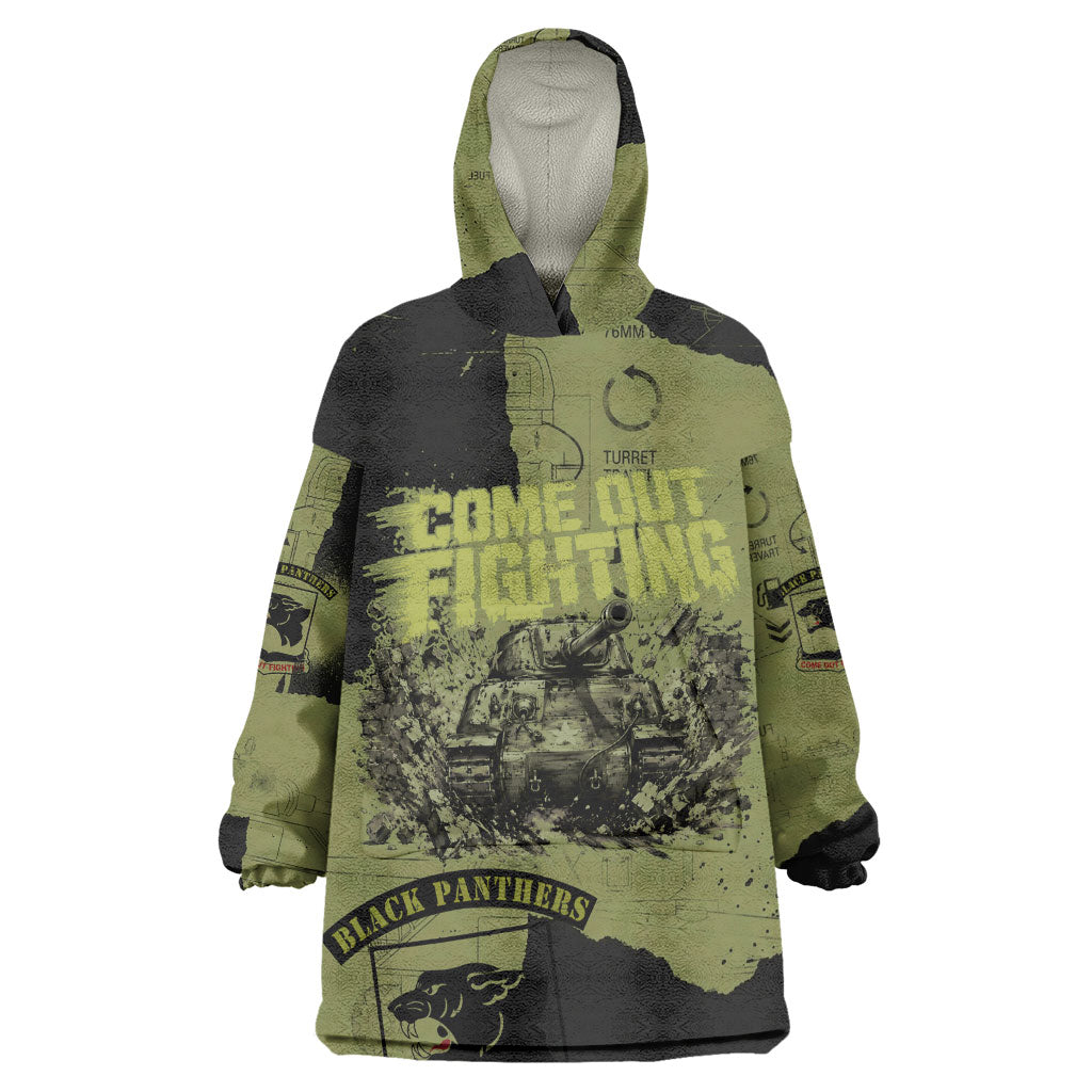 761st Tank Battalion Original Black Panthers Kid Wearable Blanket Hoodie Come Out Fighting - Sherman Tank Military - Distressed Scratch