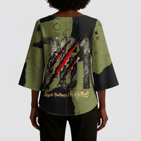761st Tank Battalion Original Black Panthers Kimono Sleeve Blouse Come Out Fighting - Sherman Tank Military - Distressed Scratch