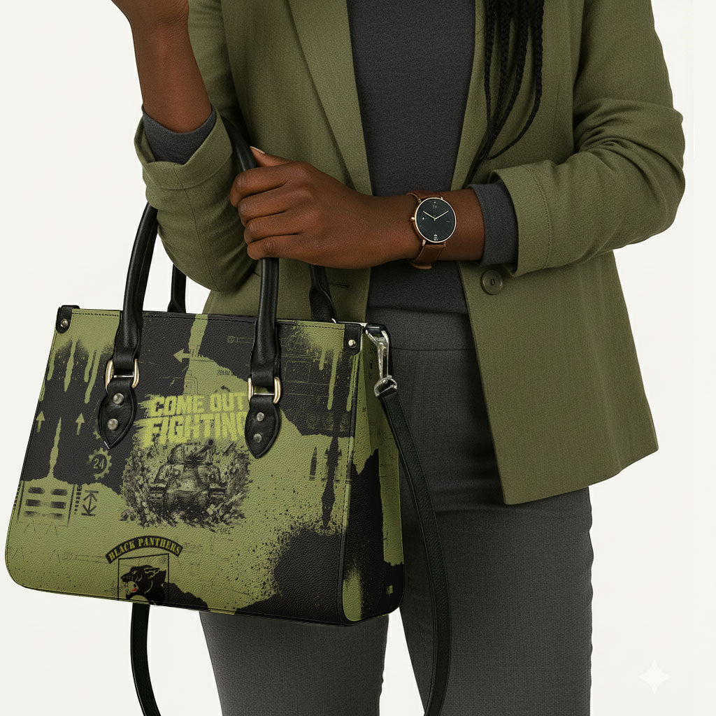 761st Tank Battalion Original Black Panthers Leather Bag Come Out Fighting - Sherman Tank Military - Distressed Scratch