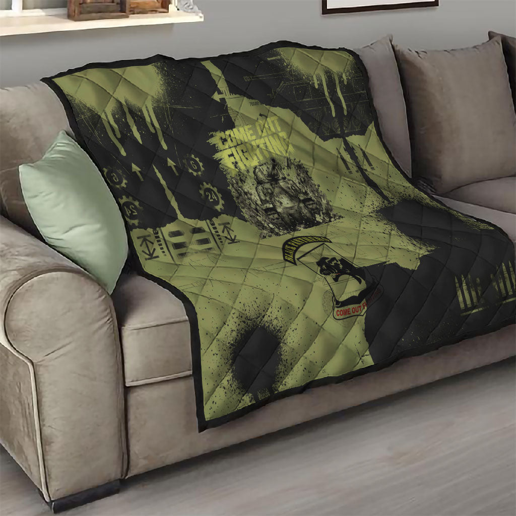 761st Tank Battalion Original Black Panthers Quilt Come Out Fighting - Sherman Tank Military - Distressed Scratch
