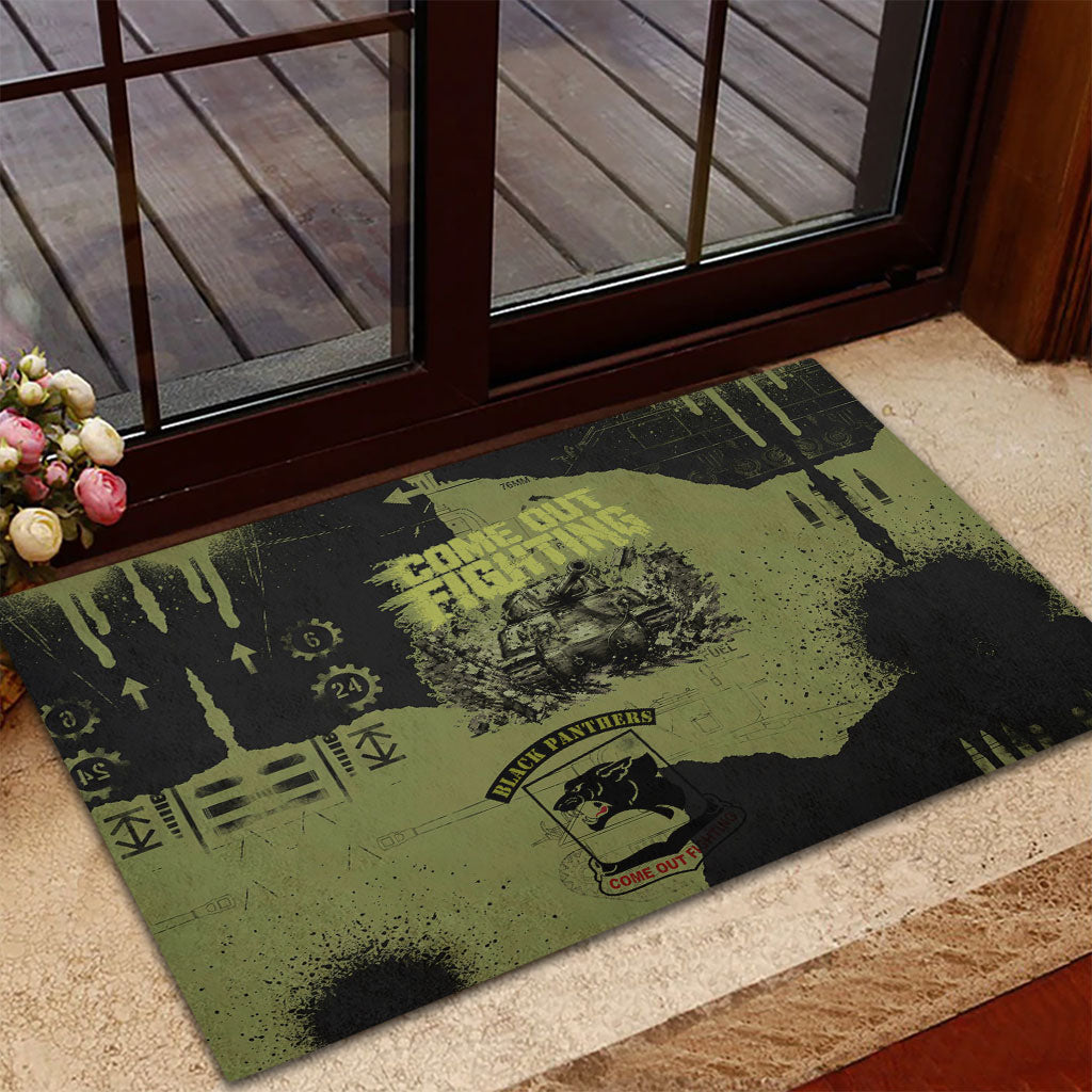 761st Tank Battalion Original Black Panthers Rubber Doormat Come Out Fighting - Sherman Tank Military - Distressed Scratch