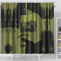 761st Tank Battalion Original Black Panthers Shower Curtain Come Out Fighting - Sherman Tank Military - Distressed Scratch
