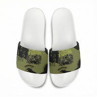 761st Tank Battalion Original Black Panthers Slide Sandals Come Out Fighting - Sherman Tank Military - Distressed Scratch