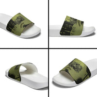 761st Tank Battalion Original Black Panthers Slide Sandals Come Out Fighting - Sherman Tank Military - Distressed Scratch