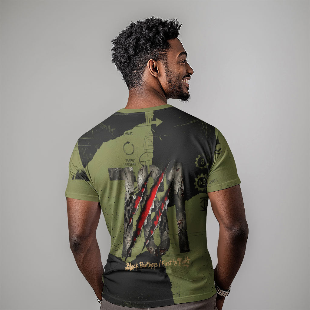 761st Tank Battalion Original Black Panthers T shirt Come Out Fighting - Sherman Tank Military - Distressed Scratch