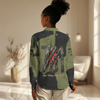 761st Tank Battalion Original Black Panthers Women Casual Shirt Come Out Fighting - Sherman Tank Military - Distressed Scratch