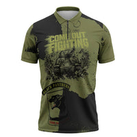 761st Tank Battalion Original Black Panthers Zipper Polo Shirt Come Out Fighting - Sherman Tank Military - Distressed Scratch