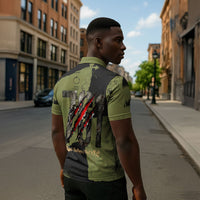 761st Tank Battalion Original Black Panthers Zipper Polo Shirt Come Out Fighting - Sherman Tank Military - Distressed Scratch