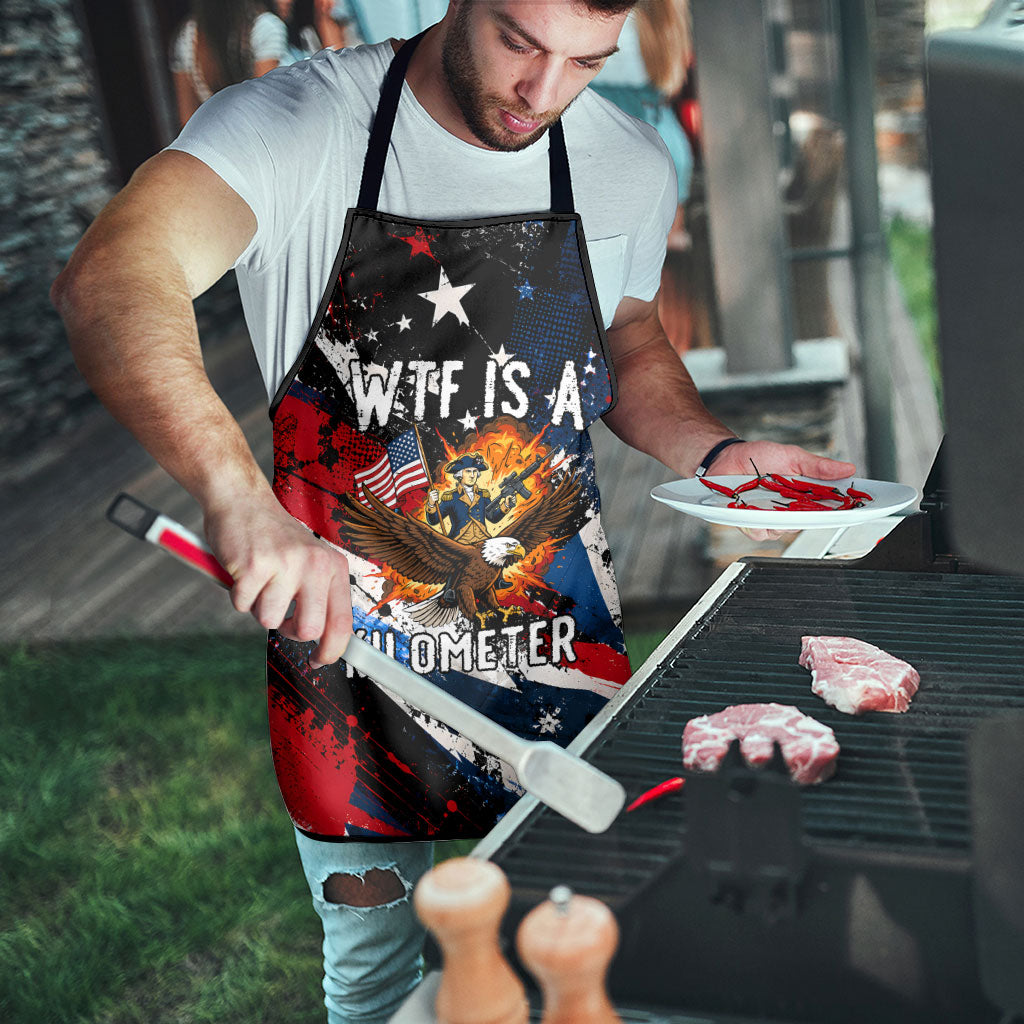 4th Of July WTF Is A Kilometer Patriotic Eagle Apron American Flag George Washington