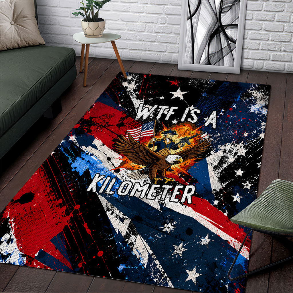 4th Of July WTF Is A Kilometer Patriotic Eagle Area Rug American Flag George Washington