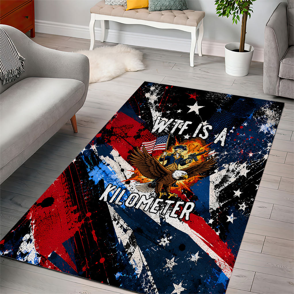 4th Of July WTF Is A Kilometer Patriotic Eagle Area Rug American Flag George Washington