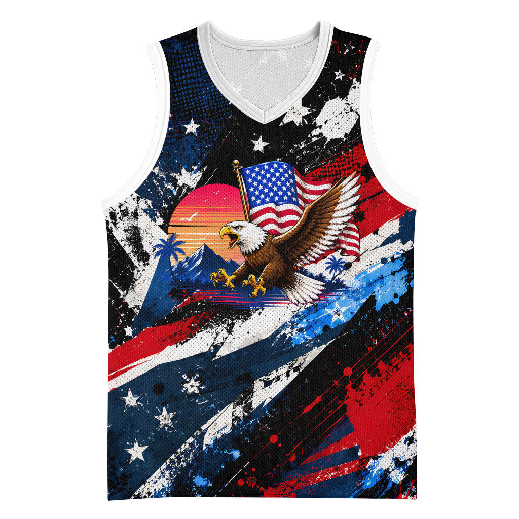 4th Of July WTF Is A Kilometer Patriotic Eagle Basketball Jersey American Flag George Washington