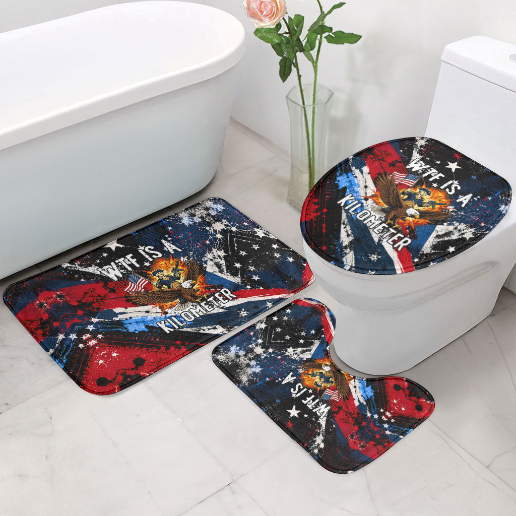 4th Of July WTF Is A Kilometer Patriotic Eagle Bathroom Set American Flag George Washington