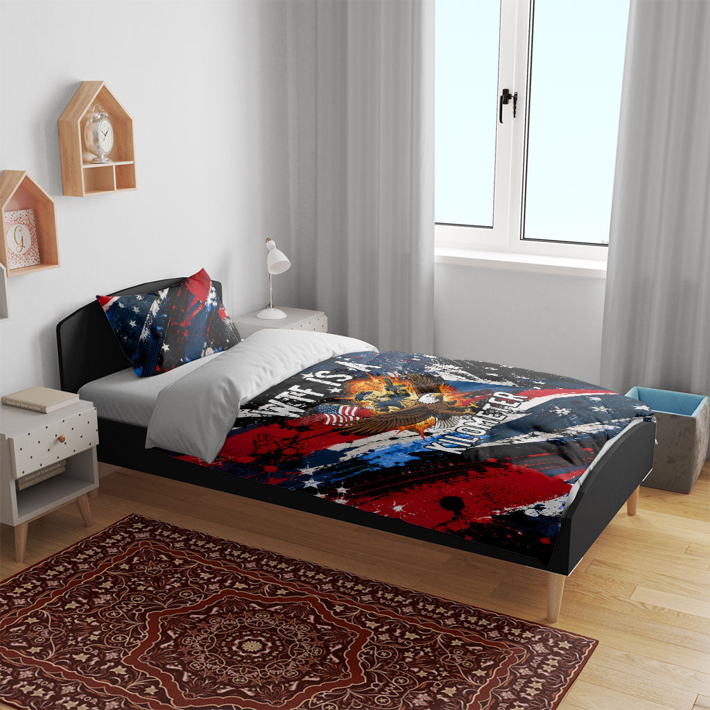 4th Of July WTF Is A Kilometer Patriotic Eagle Bedding Set American Flag George Washington