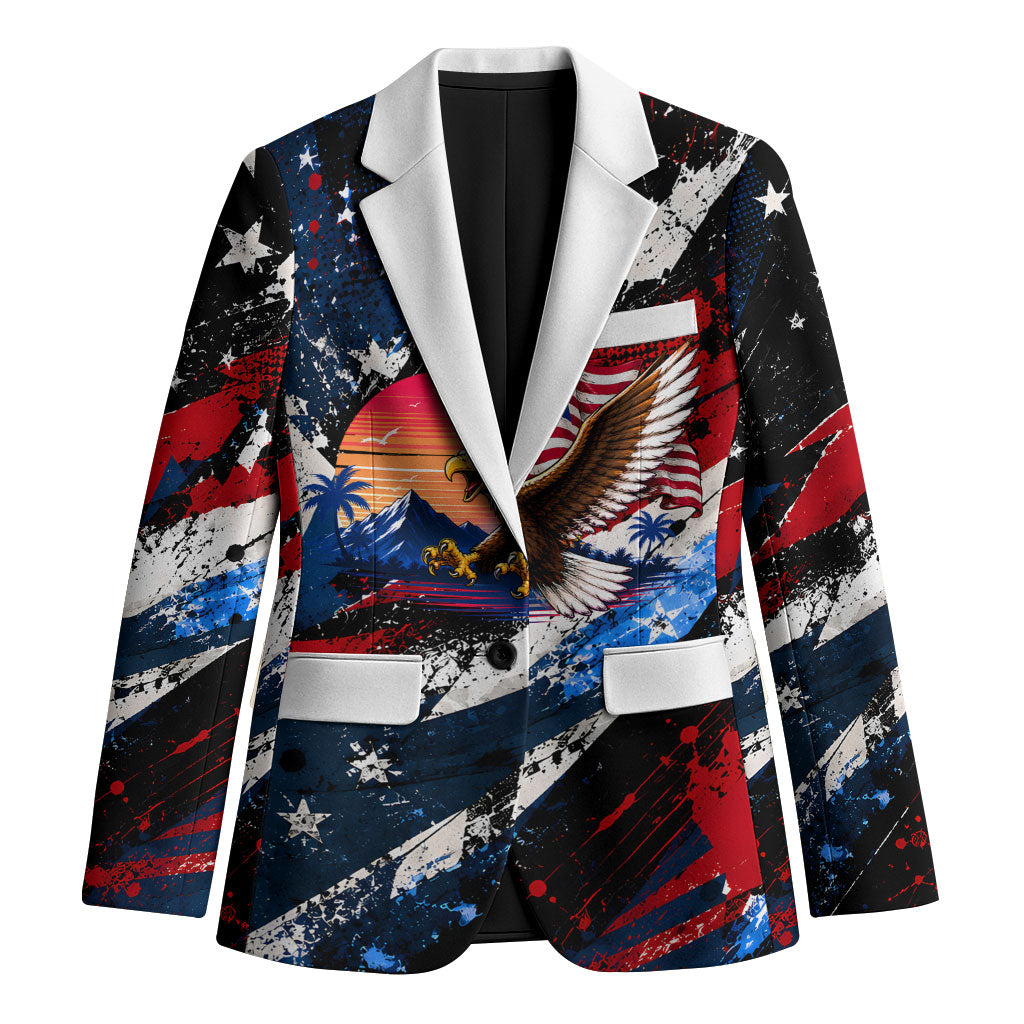 4th Of July WTF Is A Kilometer Patriotic Eagle Blazer American Flag George Washington