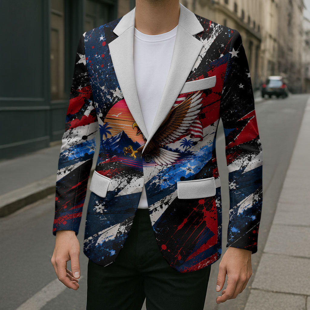4th Of July WTF Is A Kilometer Patriotic Eagle Blazer American Flag George Washington