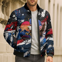 4th Of July WTF Is A Kilometer Patriotic Eagle Bomber Puffer Jacket American Flag George Washington