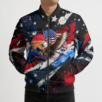 4th Of July WTF Is A Kilometer Patriotic Eagle Bomber Puffer Jacket American Flag George Washington