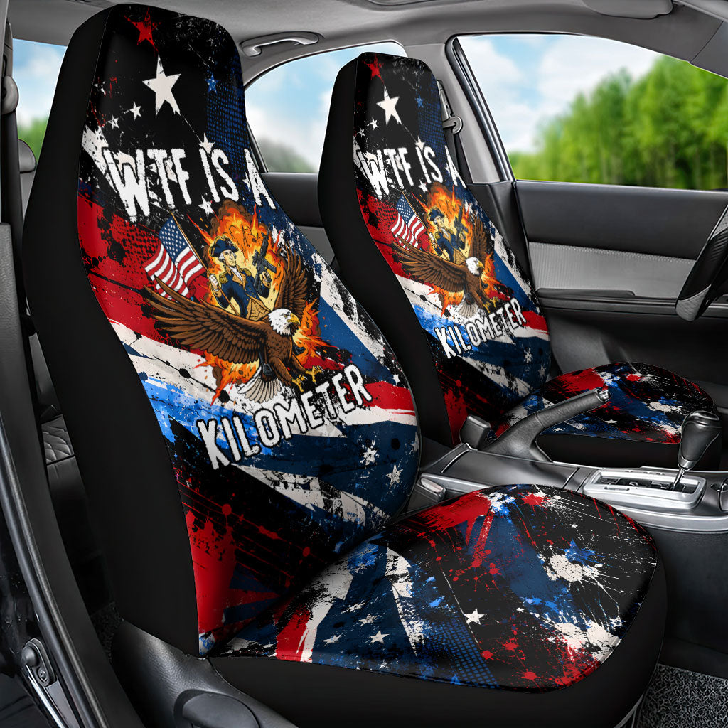 4th Of July WTF Is A Kilometer Patriotic Eagle Car Seat Cover American Flag George Washington