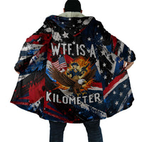 4th Of July WTF Is A Kilometer Patriotic Eagle Cloak American Flag George Washington