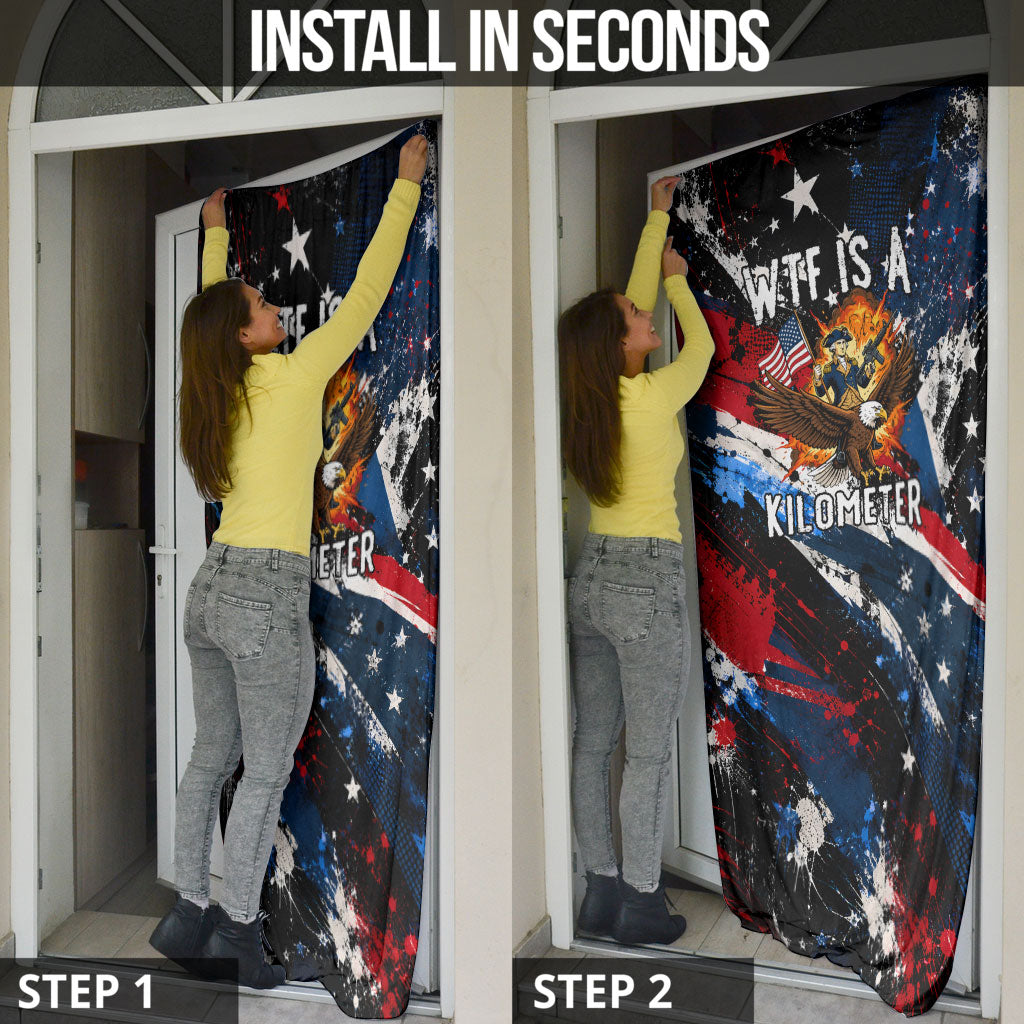 4th Of July WTF Is A Kilometer Patriotic Eagle Door Cover American Flag George Washington