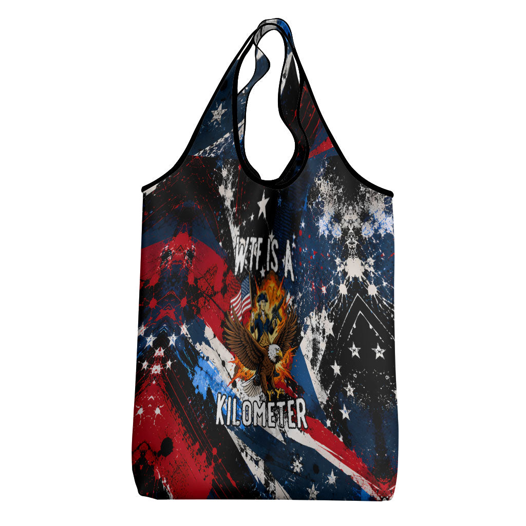 4th Of July WTF Is A Kilometer Patriotic Eagle Grocery Bag American Flag George Washington