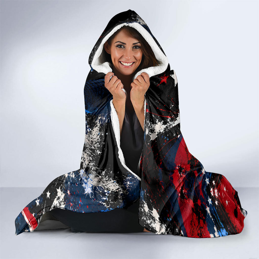 4th Of July WTF Is A Kilometer Patriotic Eagle Hooded Blanket American Flag George Washington