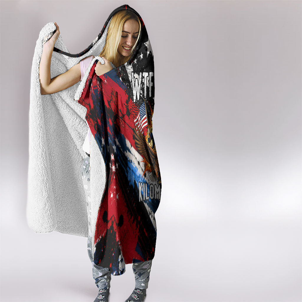 4th Of July WTF Is A Kilometer Patriotic Eagle Hooded Blanket American Flag George Washington