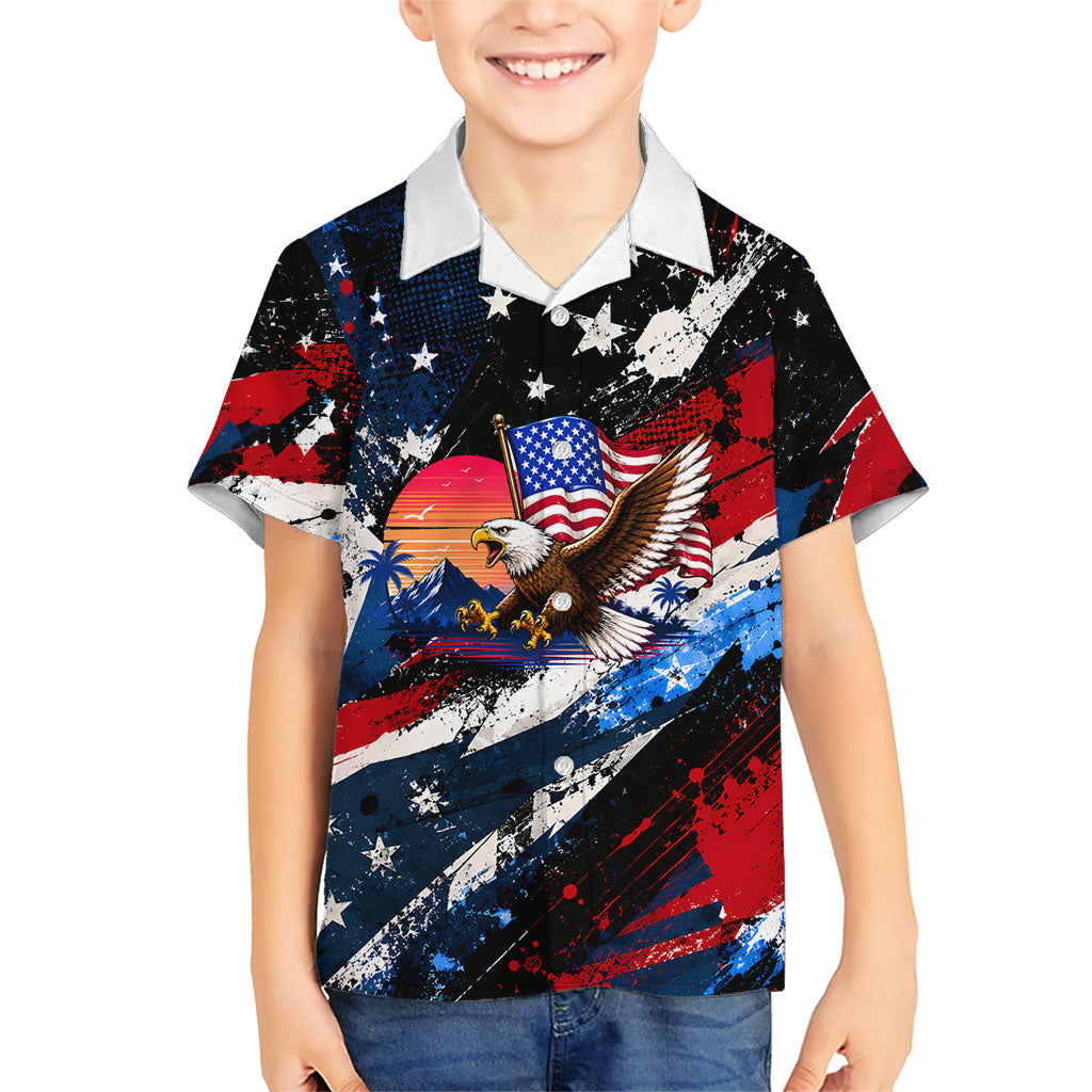 4th Of July WTF Is A Kilometer Patriotic Eagle Kid Hawaiian Shirt American Flag George Washington