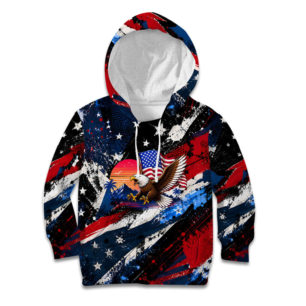 4th Of July WTF Is A Kilometer Patriotic Eagle Kid Hoodie American Flag George Washington