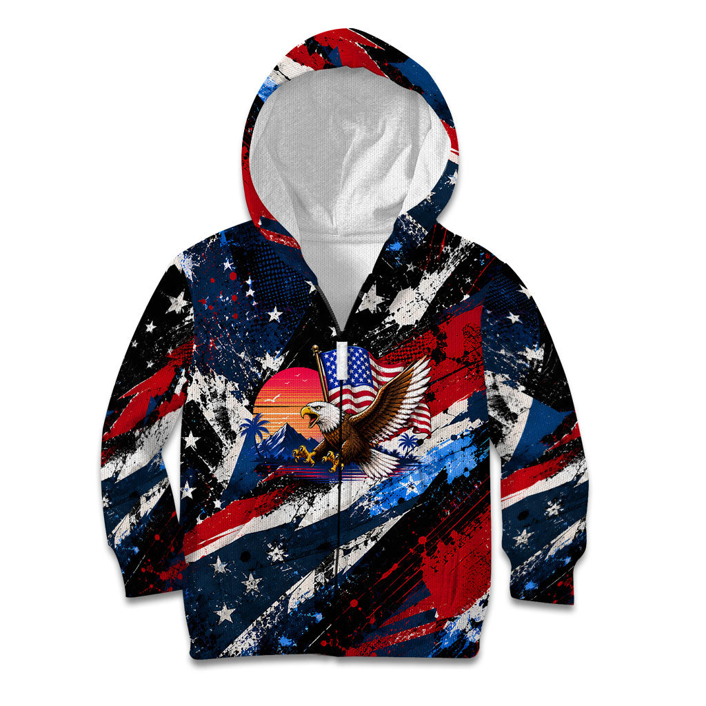 4th Of July WTF Is A Kilometer Patriotic Eagle Kid Hoodie American Flag George Washington