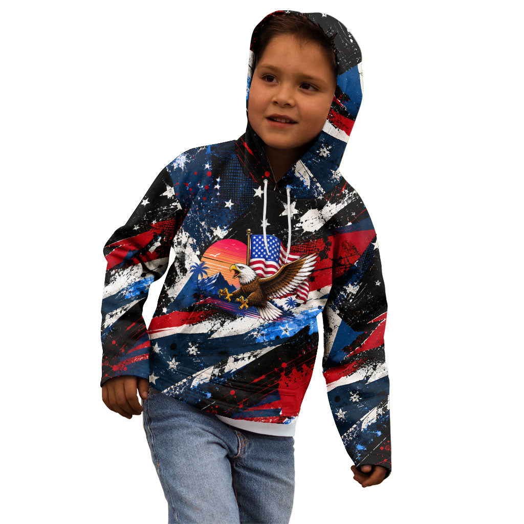 4th Of July WTF Is A Kilometer Patriotic Eagle Kid Hoodie American Flag George Washington