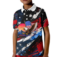 4th Of July WTF Is A Kilometer Patriotic Eagle Kid Polo Shirt American Flag George Washington