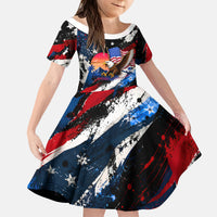 4th Of July WTF Is A Kilometer Patriotic Eagle Kid Short Sleeve Dress American Flag George Washington