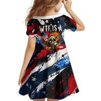 4th Of July WTF Is A Kilometer Patriotic Eagle Kid Short Sleeve Dress American Flag George Washington