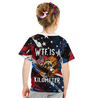 4th Of July WTF Is A Kilometer Patriotic Eagle Kid T Shirt American Flag George Washington
