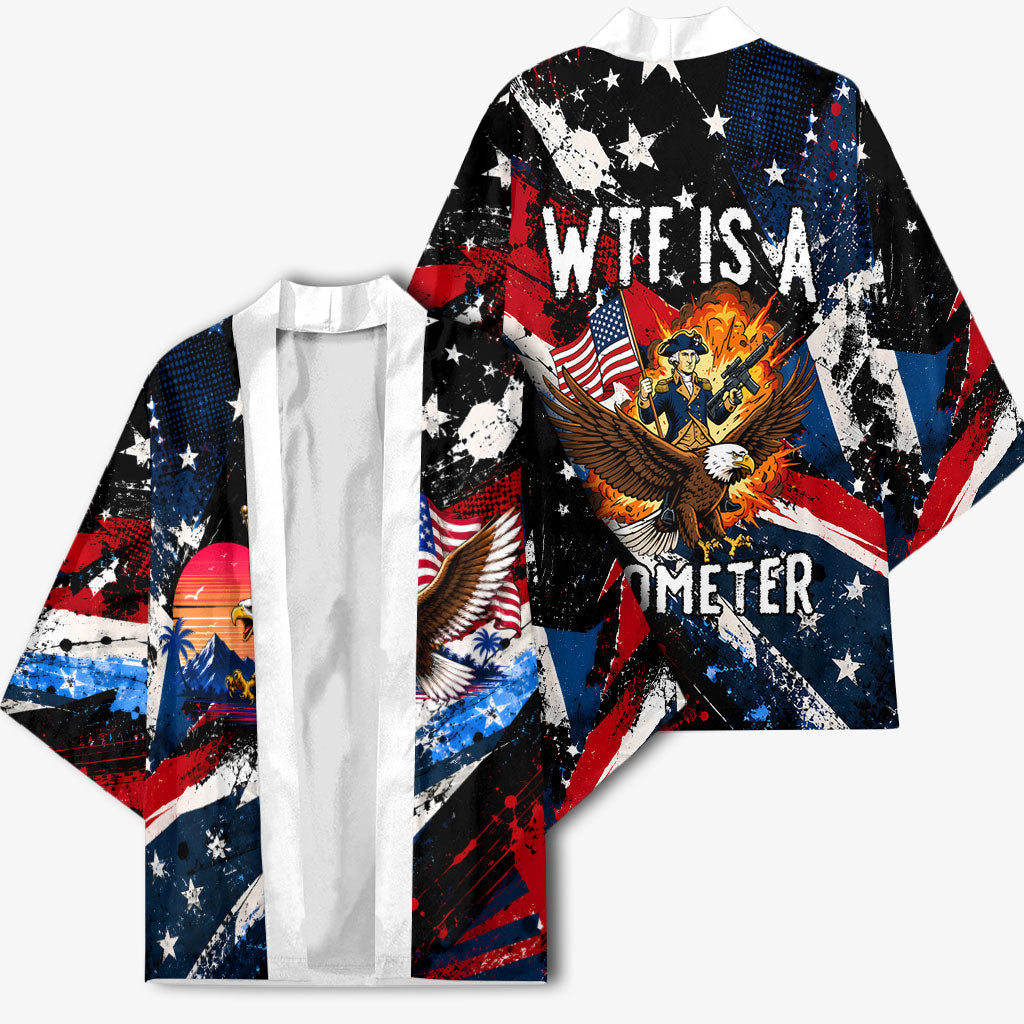 4th Of July WTF Is A Kilometer Patriotic Eagle Kimono American Flag George Washington