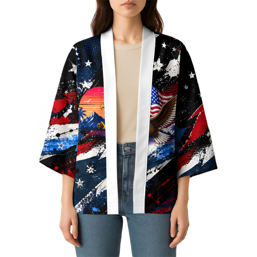 4th Of July WTF Is A Kilometer Patriotic Eagle Kimono American Flag George Washington