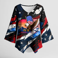4th Of July WTF Is A Kilometer Patriotic Eagle Kimono Sleeve Blouse American Flag George Washington