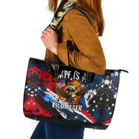 4th Of July WTF Is A Kilometer Patriotic Eagle Leather Tote Bag American Flag George Washington