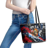 4th Of July WTF Is A Kilometer Patriotic Eagle Leather Tote Bag American Flag George Washington