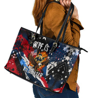 4th Of July WTF Is A Kilometer Patriotic Eagle Leather Tote Bag American Flag George Washington