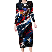 4th Of July WTF Is A Kilometer Patriotic Eagle Long Sleeve Bodycon Dress American Flag George Washington