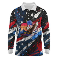 4th Of July WTF Is A Kilometer Patriotic Eagle Long Sleeve Polo Shirt American Flag George Washington