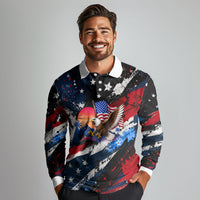4th Of July WTF Is A Kilometer Patriotic Eagle Long Sleeve Polo Shirt American Flag George Washington