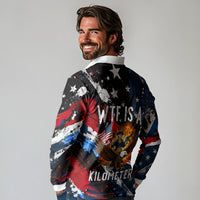 4th Of July WTF Is A Kilometer Patriotic Eagle Long Sleeve Polo Shirt American Flag George Washington