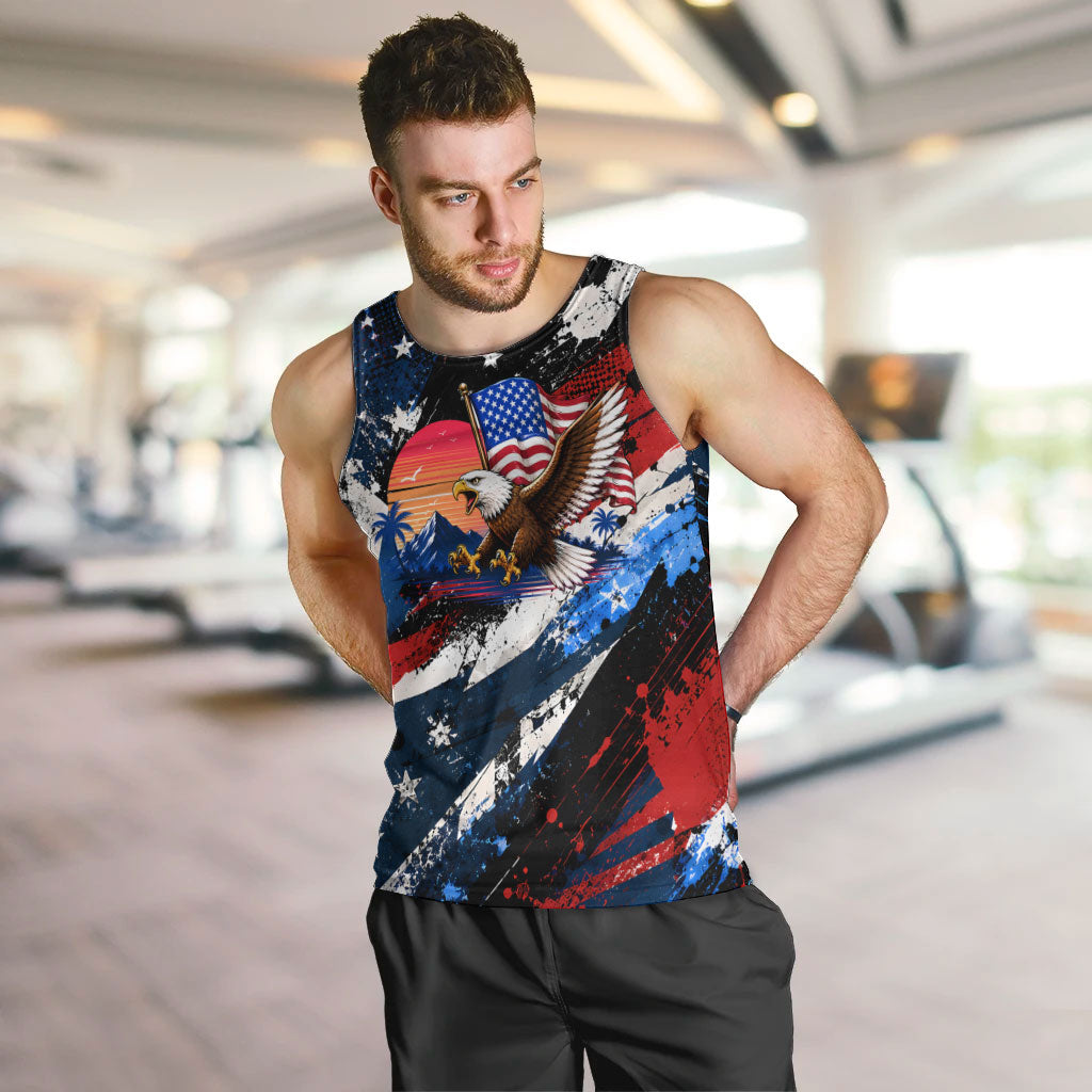 4th Of July WTF Is A Kilometer Patriotic Eagle Men Tank Top American Flag George Washington
