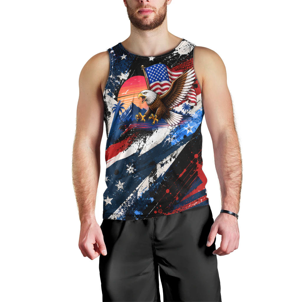 4th Of July WTF Is A Kilometer Patriotic Eagle Men Tank Top American Flag George Washington