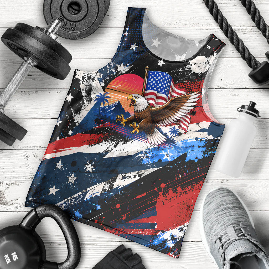 4th Of July WTF Is A Kilometer Patriotic Eagle Men Tank Top American Flag George Washington